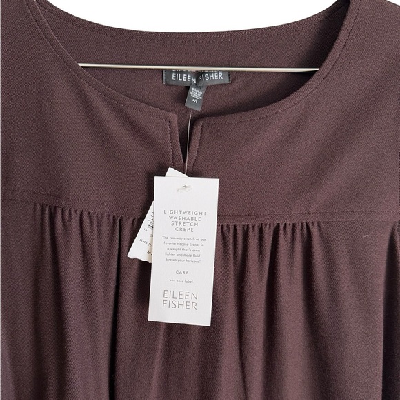 Eileen Fisher Lightweight Washable Stretch Crepe Clove Tunic Top Size Medium NWT - Picture 10 of 13
